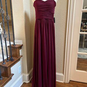 Marina Gown Burgundy Strapless Ruched Sweetheart Neck Size 12